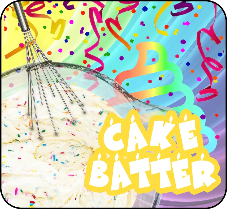 Cake Batter — Swirl World flavour label