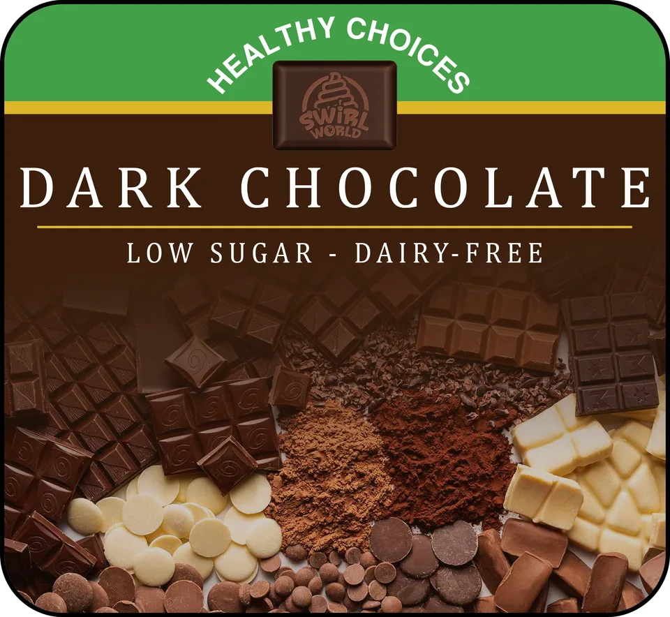 Dark Chocolate Sorbet — Swirl World flavour label