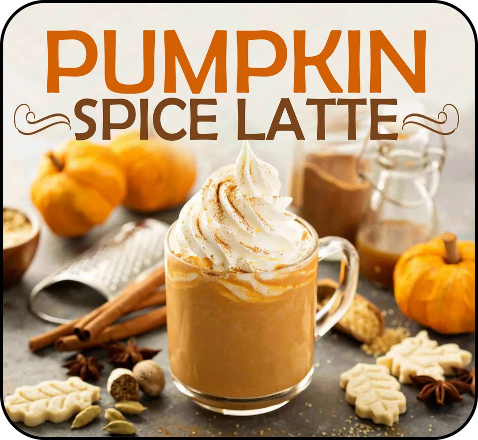 Pumpkin Spice Latte — Swirl World flavour label