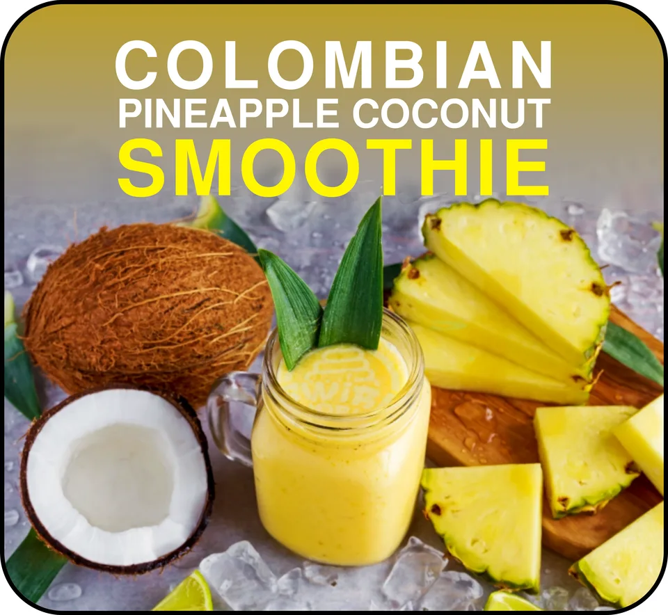 Tropical Pineapple Smoothie — Swirl World flavour label