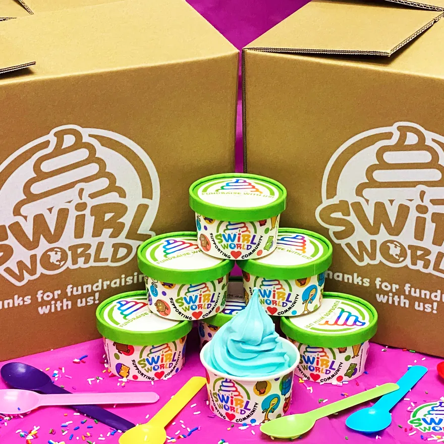 Packed fundraising boxes and cups